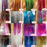 16 Colors 90cm Party Holographic hair accessories Glitter Hair Tinsel Sparkle Extensions 150Strands Bling twinkle hair extension