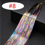 16 Colors 90cm Party Holographic hair accessories Glitter Hair Tinsel Sparkle Extensions 150Strands Bling twinkle hair extension