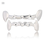 New Hip Hop Gold Teeth Grillz Top & Bottom Grills Dental Mouth Punk Teeth Caps Cosplay Party Tooth Rapper Funny Jewelry Gift