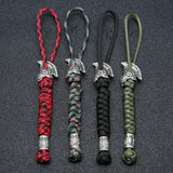 Viking Rune Bead Lanyard Keychain Outdoor Survival Paracord Rope Keychain Spartan Warrior Jewelry Handmade Car Key Knife Keyring