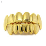 New Hip Hop Gold Teeth Grillz Top & Bottom Grills Dental Mouth Punk Teeth Caps Cosplay Party Tooth Rapper Funny Jewelry Gift