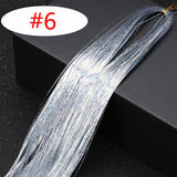 16 Colors 90cm Party Holographic hair accessories Glitter Hair Tinsel Sparkle Extensions 150Strands Bling twinkle hair extension