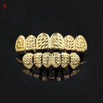 New Hip Hop Gold Teeth Grillz Top & Bottom Grills Dental Mouth Punk Teeth Caps Cosplay Party Tooth Rapper Funny Jewelry Gift