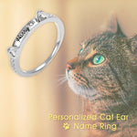 Personalized pet lover jewelry ring cute christimas gift cat kitty Pet name ring Letter personalized gift