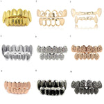 New Hip Hop Gold Teeth Grillz Top & Bottom Grills Dental Mouth Punk Teeth Caps Cosplay Party Tooth Rapper Funny Jewelry Gift