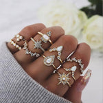 20 models rings for women Bohemia Retro Carved crown Crystal flower Star gem Multi-element set wedding rings Anniversary gift