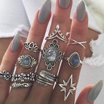 20 models rings for women Bohemia Retro Carved crown Crystal flower Star gem Multi-element set wedding rings Anniversary gift