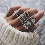 20 models rings for women Bohemia Retro Carved crown Crystal flower Star gem Multi-element set wedding rings Anniversary gift