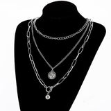 KMVEXO Multilayers Punk Chains Cross Necklace Couple Fashion Street Hip Hop Geometric Metal Pendant Necklaces for Women