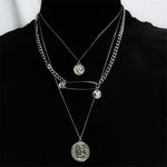 KMVEXO Multilayers Punk Chains Cross Necklace Couple Fashion Street Hip Hop Geometric Metal Pendant Necklaces for Women