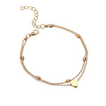 Layered Anklets Women Heart Gold Ankle Bracelet Charm Beaded Dainty Foot Jewelry for Women and Teen Girls Summer Barefoot Beach