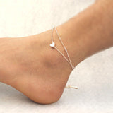 Layered Anklets Women Heart Gold Ankle Bracelet Charm Beaded Dainty Foot Jewelry for Women and Teen Girls Summer Barefoot Beach